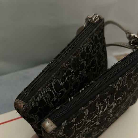 Coach Signature Black Silver Metallic Wristlet *2 for 1* - Picture 6 of 7